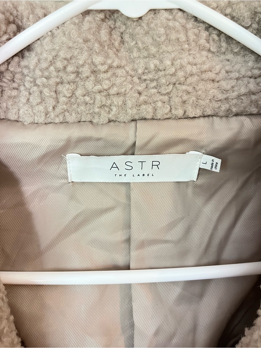 ASTR The Label Teddy Moto Jacket Taupe Sherpa Boucle Zip Coat Size M - Picture 8 of 9